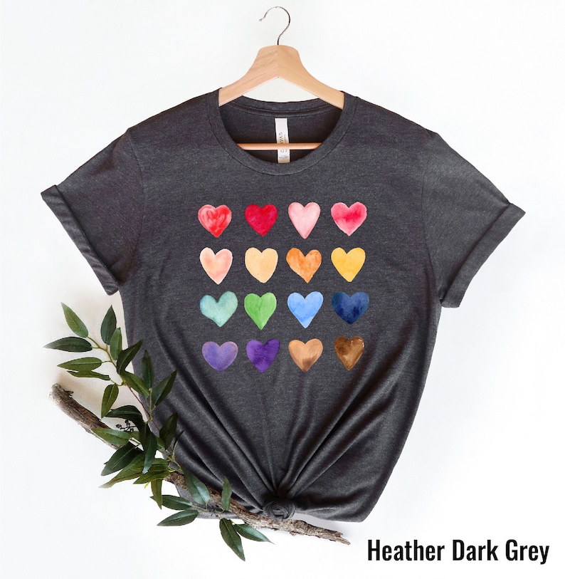 Watercolor Heart Shirt, Heart Graphic T-shirt, Watercolor Shirt, Valentine's Day Tee, Valentine's Day Tee, Cute Heart, Teachers Valentines image 5