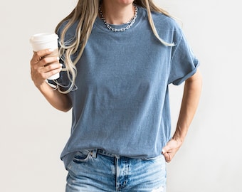 Comfort Colors Shirt, Blank Comfort Colors Shirts, %100 Cotton, Trendy Soft Vintage Colored Washed T-Shirts, Blank T-Shirt, Plain Tee, DIY
