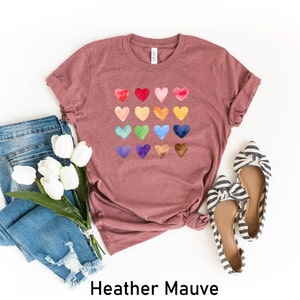 Watercolor Heart Shirt, Heart Graphic T-shirt, Watercolor Shirt, Valentine's Day Tee, Valentine's Day Tee, Cute Heart, Teachers Valentines image 10