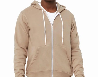 Total 4 Zip Hoodies - - M size Heather Mauve Zip - - M size Tan Zip - - M size Silver Zip - - M size White Zip - - Front & Back Side Print