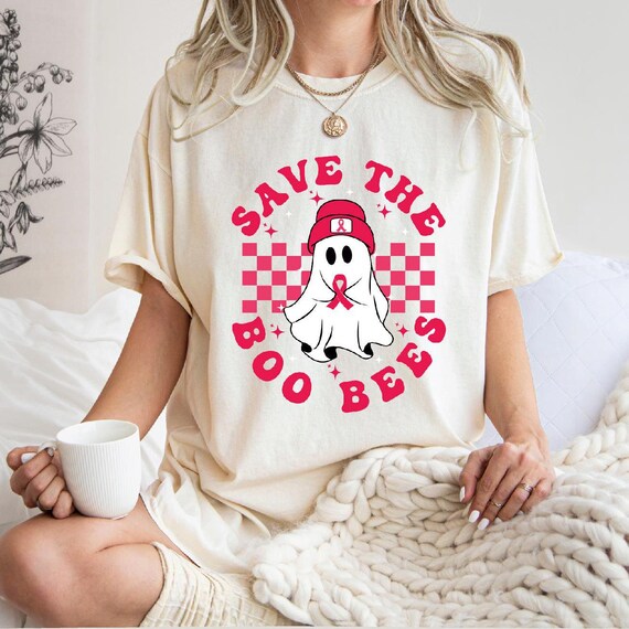 Save the Boo Bees Breast Cancer Awareness Shirt: Halloween Ghost