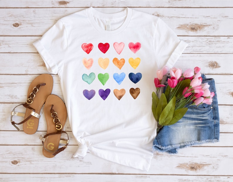 Watercolor Heart Shirt, Heart Graphic T-shirt, Watercolor Shirt, Valentine's Day Tee, Valentine's Day Tee, Cute Heart, Teachers Valentines image 1
