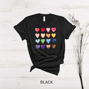 Watercolor Heart Shirt, Heart Graphic T-shirt, Watercolor Shirt, Valentine's Day Tee, Valentine's Day Tee, Cute Heart, Teachers Valentines image 4