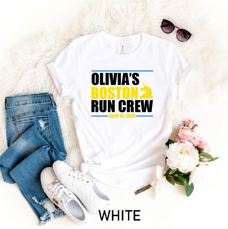 Custom Boston Marathon Crew Shirt: Family Matching Runner Tee image 2