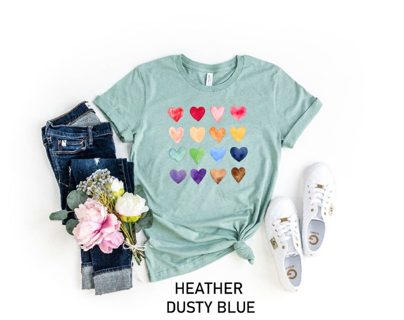 Watercolor Heart Shirt, Heart Graphic T-shirt, Watercolor Shirt, Valentine's Day Tee, Valentine's Day Tee, Cute Heart, Teachers Valentines image 3