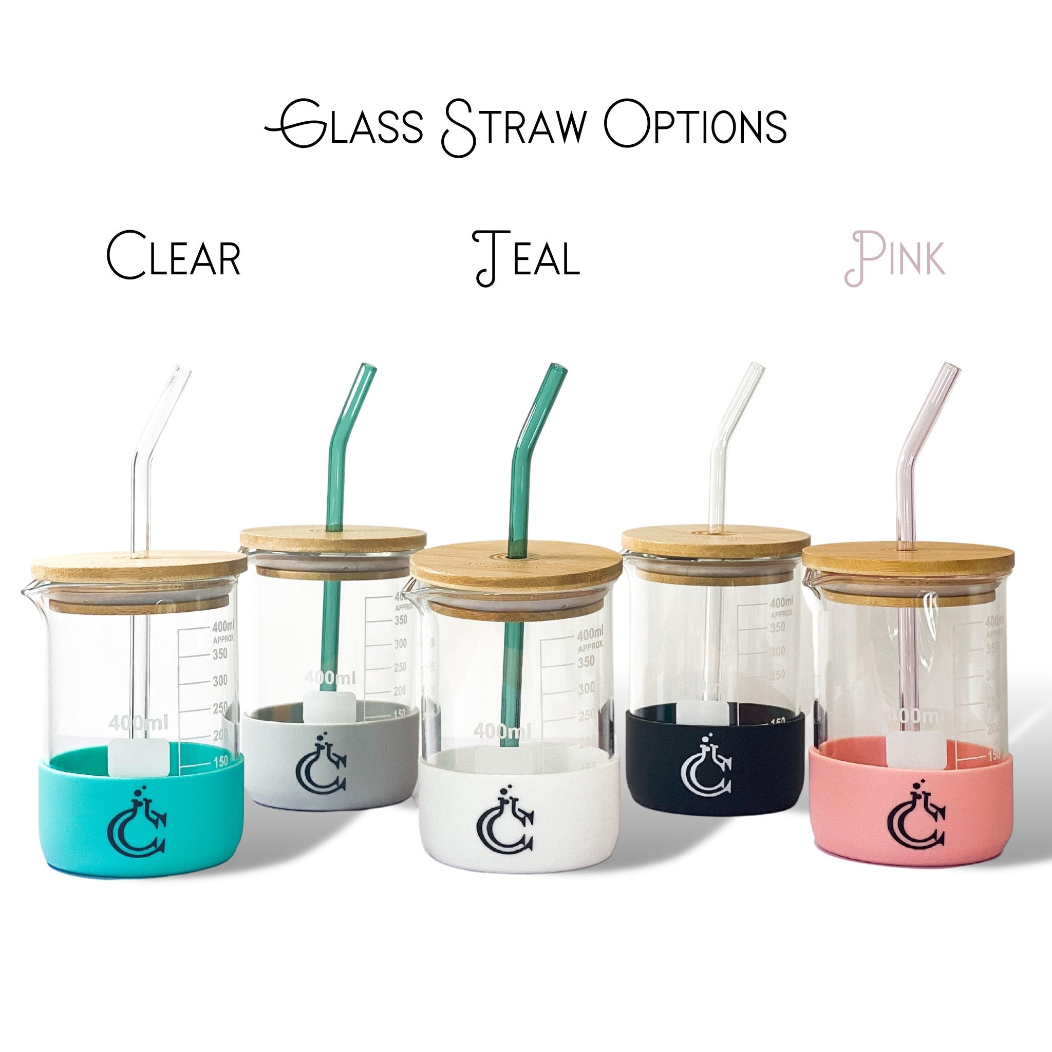 Chemistry Beaker Drink Tumbler with Reusable Straw Set | 400 mL Low Form