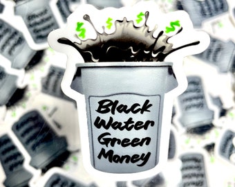 Black Water Green Money Hard Hat Sticker | Sprinkler Fitter Decal Tradesman Dad Gift