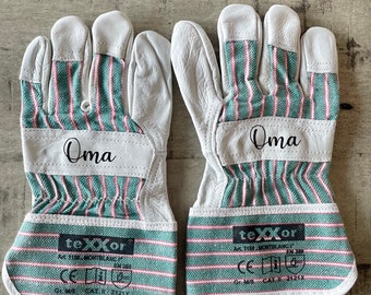 Personalisierte Handschuhe Grün-Rosa verschiedene Größen