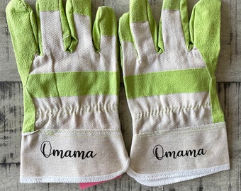 Personalized work gloves in green with name