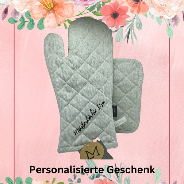 Oven glove, cooking glove, baking glove, glove, baking, cooking, oven glove pot holder SET personalized, with name! set