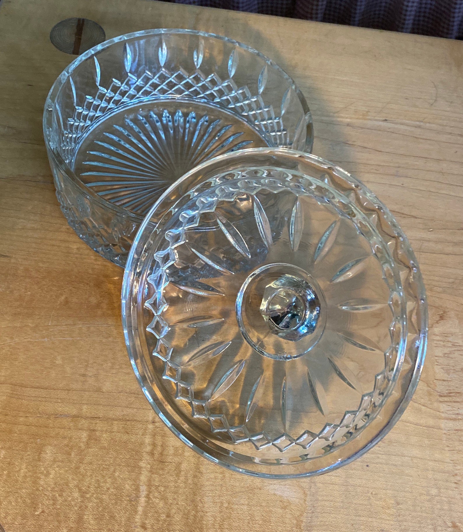 Vintage Heavy Glass Candy Bowl with a Lid Etsy