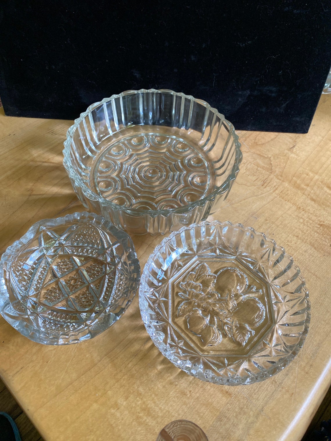 Vintage Set of 3 Pressed Glass Bowls Etsy