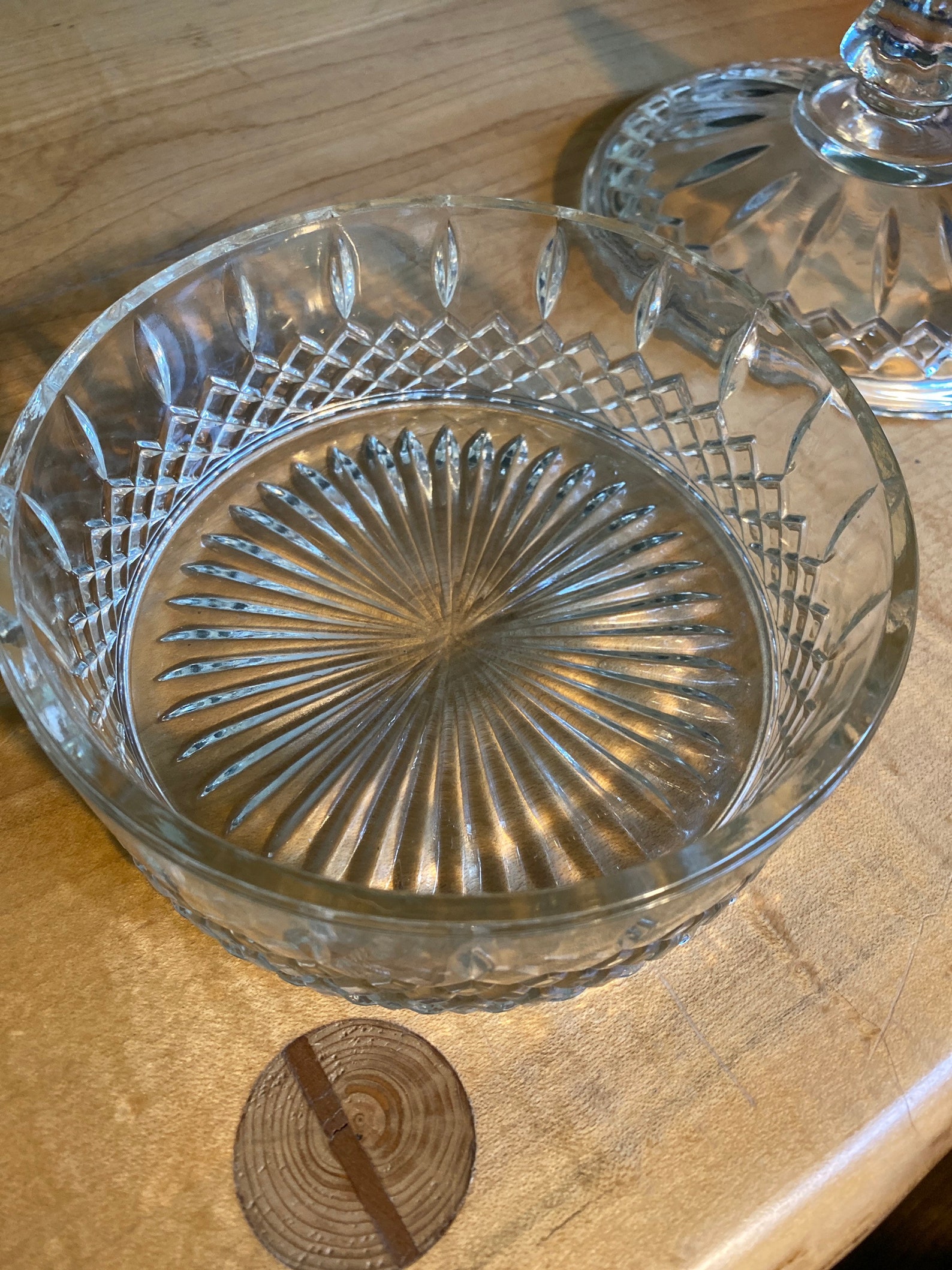Vintage Heavy Glass Candy Bowl with a Lid Etsy
