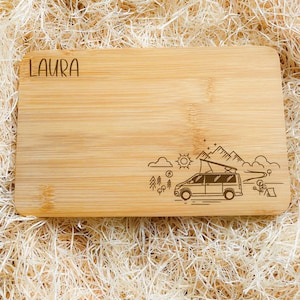 Breakfast board Camper Can be personalized from bamboo 3 different landscapes can be selected - Vesper board Camping Vanlife Campervan