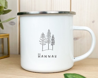 Enamel cup / mug - personalized - printed on both sides - fir camping mug travel travel van life sustainable