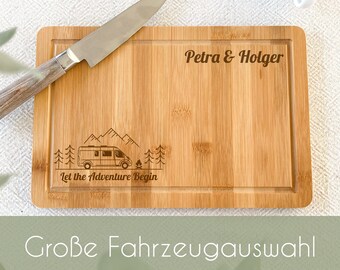 Camping cutting board personalized, motorhome board with name, happy camper gift