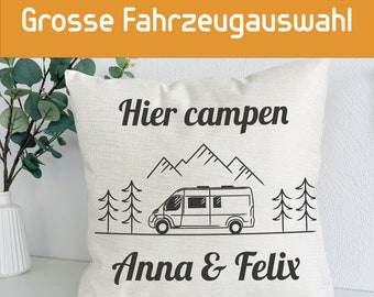 Camping Kissen personalisiert mit Name, Camper Geschenk, Zubehör für Camper