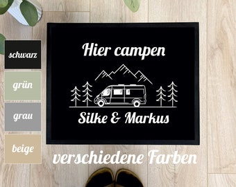 personalisierte Fußmatte Camping farbig mit Namen Camper Wohnmobil Geschenk