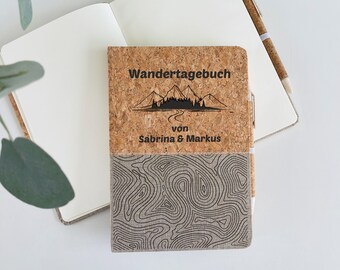 Reisetagebuch personalisiert, Notizbuch mit Namen, Gipfelbuch Geschenk Wandern Camping Zubehör