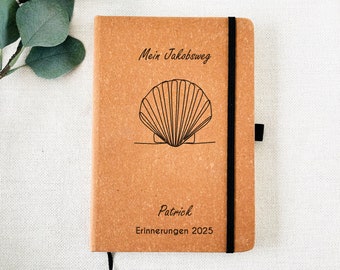 Jakobsweg Reisetagebuch personalisiert, Pilgertagebuch, Tagebuch Jakobsweg, Camino de Santiago, Geschenk für Pilger, Geschenke für Wanderer