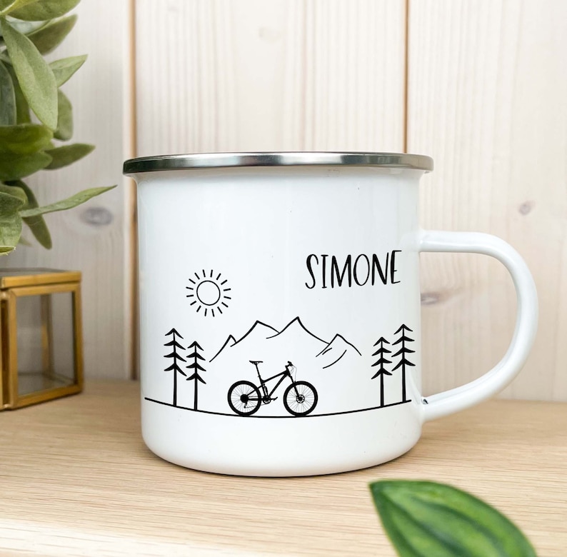 Tasse vélo, mug émail personnalisé pour motards, cadeau personnalisé homme, idée cadeau motard, tasse VTT image 5