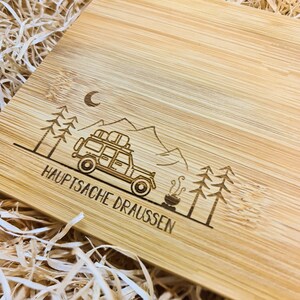 Frühstücksbrettchen personalisiert, Camping Zubehör, Geschenke für Ihn, Geschenk Urlaub, Geschenk für Jäger, Jägerbrettchen, Jagd Zubehör Bild 2