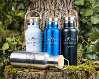 Drinking bottle personalized made of stainless steel, insulated tea bottle, gift for hikers, gift idea for men, gift for girlfriend