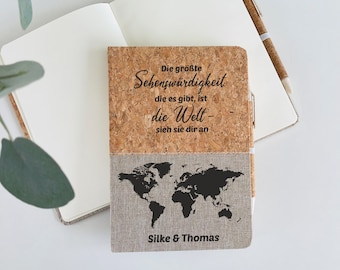 Travel diary personalized, notebook with name, summit book gift hiking camping accessories