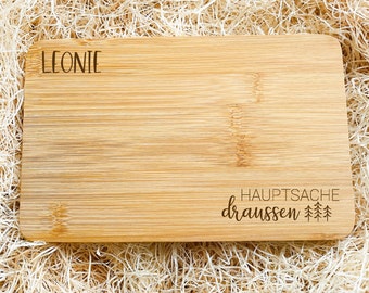 Planche de petit-déjeuner personnalisée en planche à découper en bambou, idée cadeau pour campeurs, accessoires de camping, cadeaux pour hommes, planche de chasseur