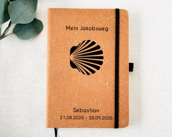 Jakobsweg Reisetagebuch personalisiert, Pilgertagebuch, Tagebuch Jakobsweg, Camino de Santiago, Geschenk für Pilger, Geschenke für Wanderer