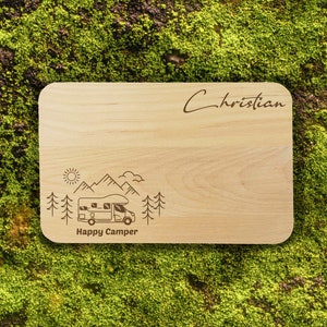 Camping board with engraving, cutting board for campers, breakfast board with desired name, camping gift, snack board personalized