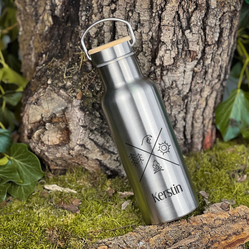 personalisierte Trinkflasche aus Edelstahl, Isolierflasche Berge, Geschenk für Wanderer, Geschenk Mann Camping Zubehör, Vatertag, Muttertag Bild 10