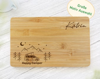 Holzbrett mit Gravur, Schneidebrett für Camper, Frühstücksbrett personalisiert, Camping Geschenk, Vesperbrettchen personalisiert, Geschenke