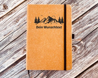 Gipfelbuch personalisiertes Reisetagebuch, Leder Notizbuch,  Geschenk für Wanderer, Camping Zubehör, Wandertagebuch, Berge, Geschenk