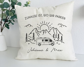 Camping decorative pillow personalized including filling 40 x 40 cm, camping accessories, gift for campers, grandpa pillow, name pillow grandparents