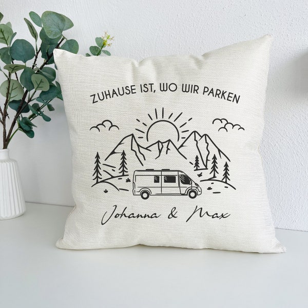 Camping Deko Kissen personalisiert inkl. Füllung 40x40cm, Campingzubehör, Geschenk für Camper, Opa Kissen, Namenskissen Großeltern