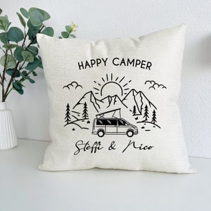 Happy Camper Pillow Personalized Name, Camping Gift, Camping Accessories, Gift for Campers, Gift for Friends, Gift Grandparents image 7