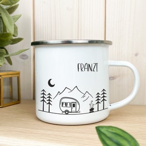 Camping mug with name, personalized mug, camper mug with caravan, gift for campers, personalized gifts, gift friends