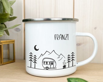 Camping mug with name, personalized mug, camper mug with caravan, gift for campers, personalized gifts, gift friends