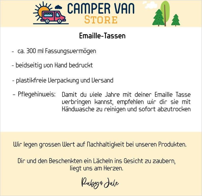 Emaille Tasse / Becher personalisiert beidseitig bedruckt Campervan Wohnmobil Reisen Vanlife Nachhaltig imagem 5