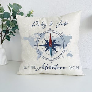 Compass pillow personalized with name, camper gift, Christmas gift parents, name pillow