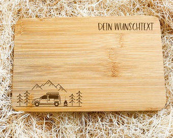 Planche de petit-déjeuner personnalisée en cadeaux de camping en bambou, mini camping-car, cadeau pour campeurs, décoration de camping, accessoires vanlife