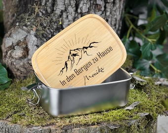 Brotbox personalisiert, Gipfelsnack, Jausenbox mit Bergen, personalisiertes Geschenk für Wanderer, Männergeschenk, Weihnachtsgeschenk Opa