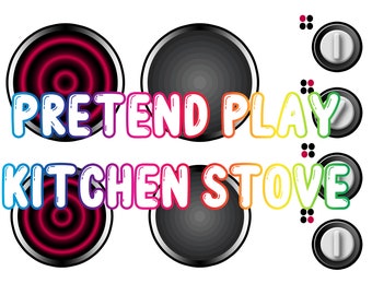 Printable Stove - role pretend dramatic play printable digital DIY toy kitchen stove fire gas