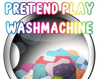 Afdrukbare wasmachine - doe alsof je dramatisch speelt, afdrukbaar doe-het-zelf speelgoed keuken badkamer wasgoed