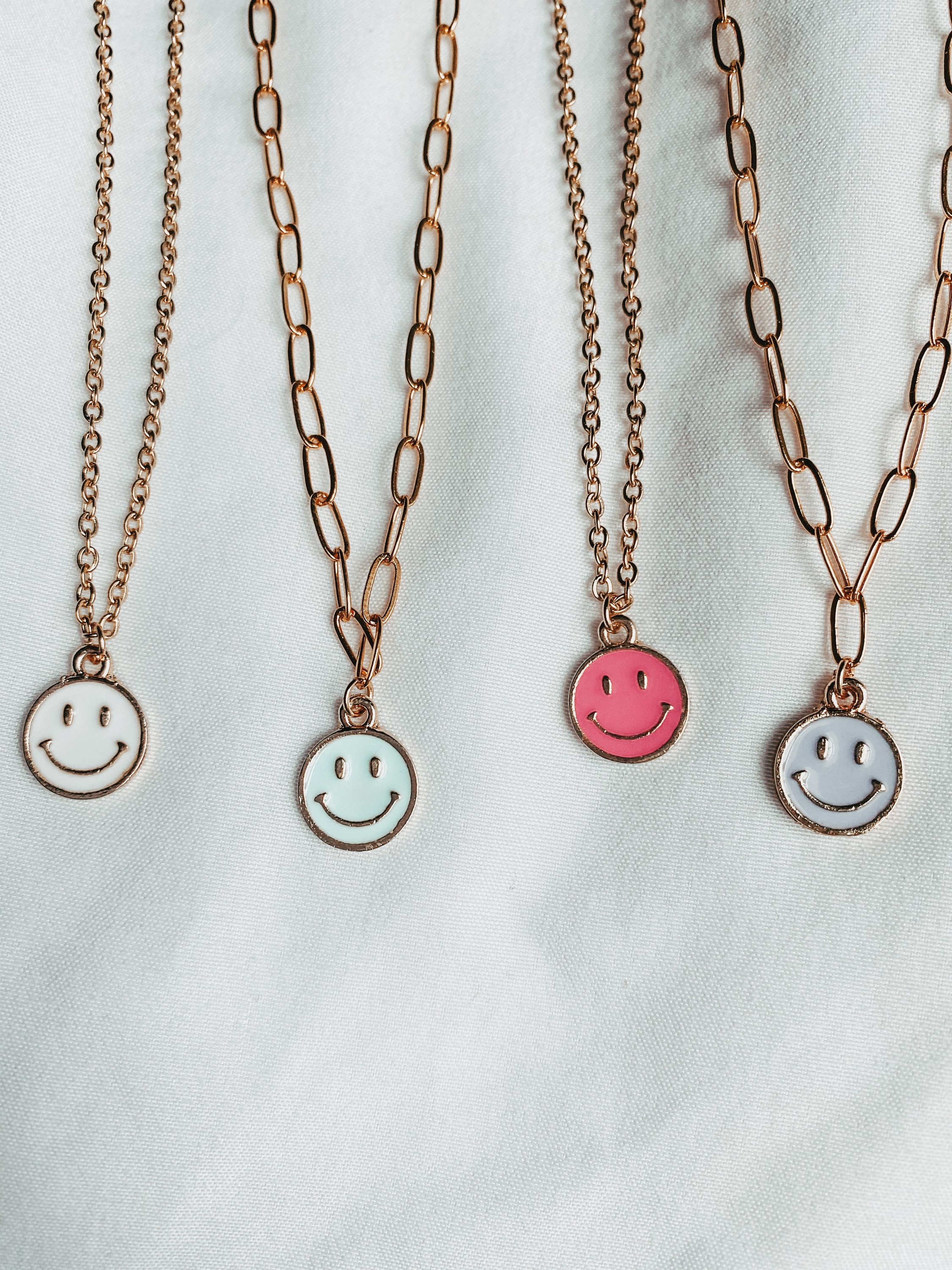 Smiley Face Charm Chain Necklace 15 inches long with a 2 Etsy