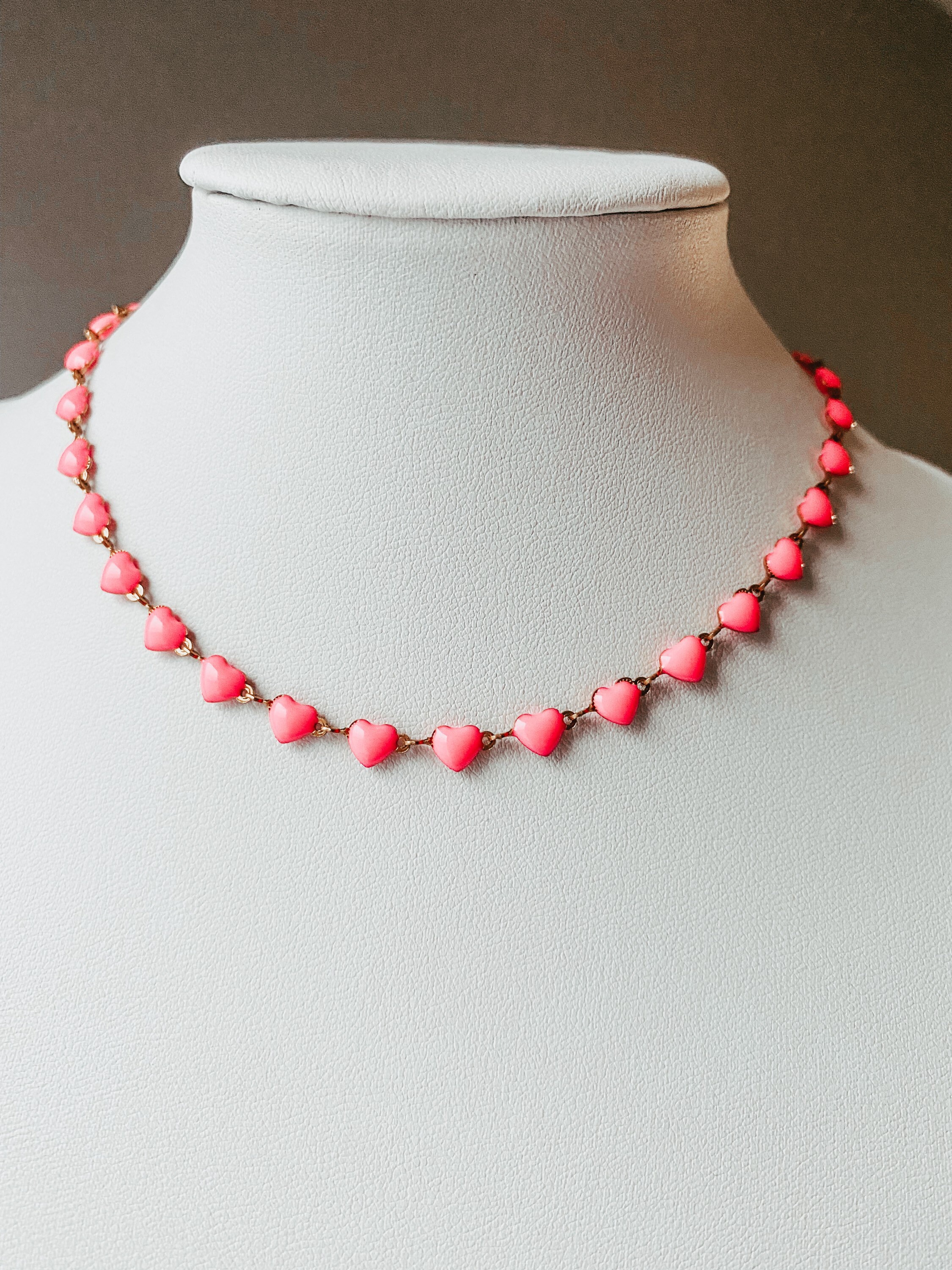 Hot Pink Heart Choker 12.5 inches with a 2 inch extender Etsy