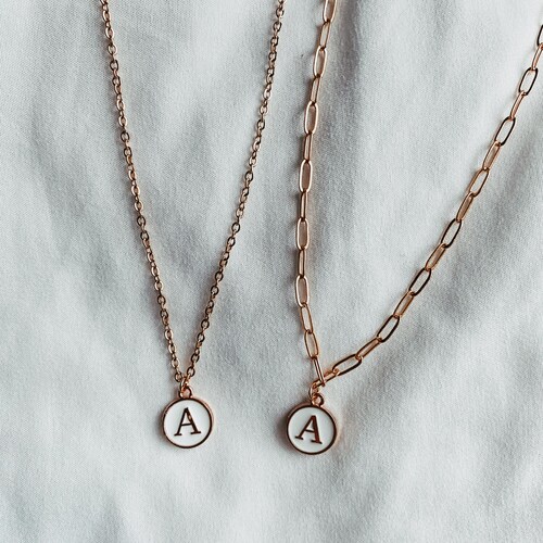 Custom Initial Gold Link Chain Necklace 14 Inches With a Two Etsy