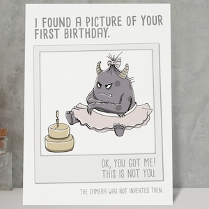 Carte d’anniversaire rude, drôle de monstre, vieille carte d’anniversaire, carte d’anniversaire de plaisanterie d’âge, téléchargement numérique, carte imprimable
