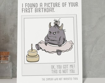 Rude, Funny Monster Birthday Card, Old Birthday Card, Age Joke Birthday Card, Digital Download, Printable Card